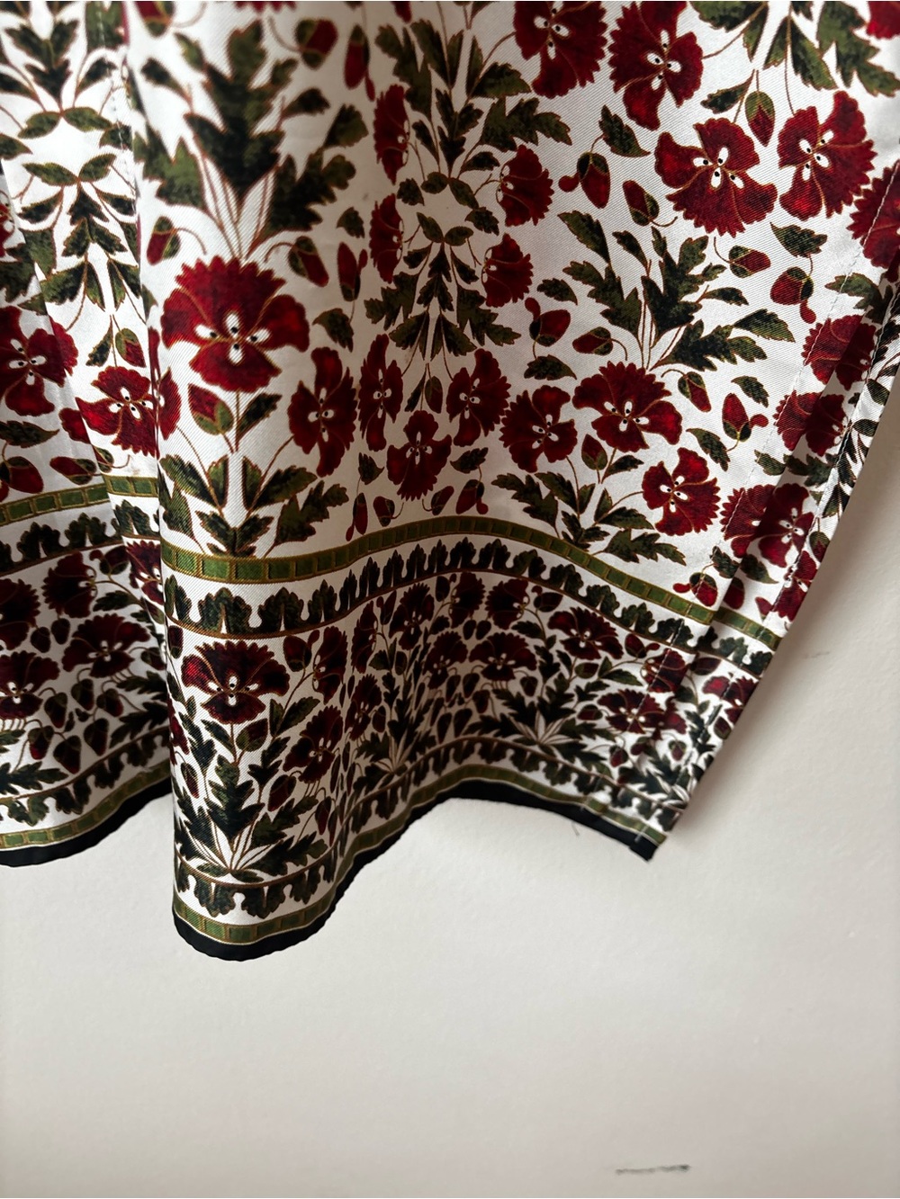 eskandar Red and Green Floral Cream Blouse size 0 - Picture 6 of 15